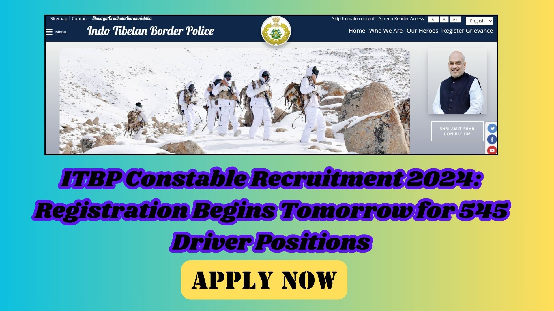 ITBP Constable Recruitment 2024 for 545 driver positions with key application details and eligibility criteria.