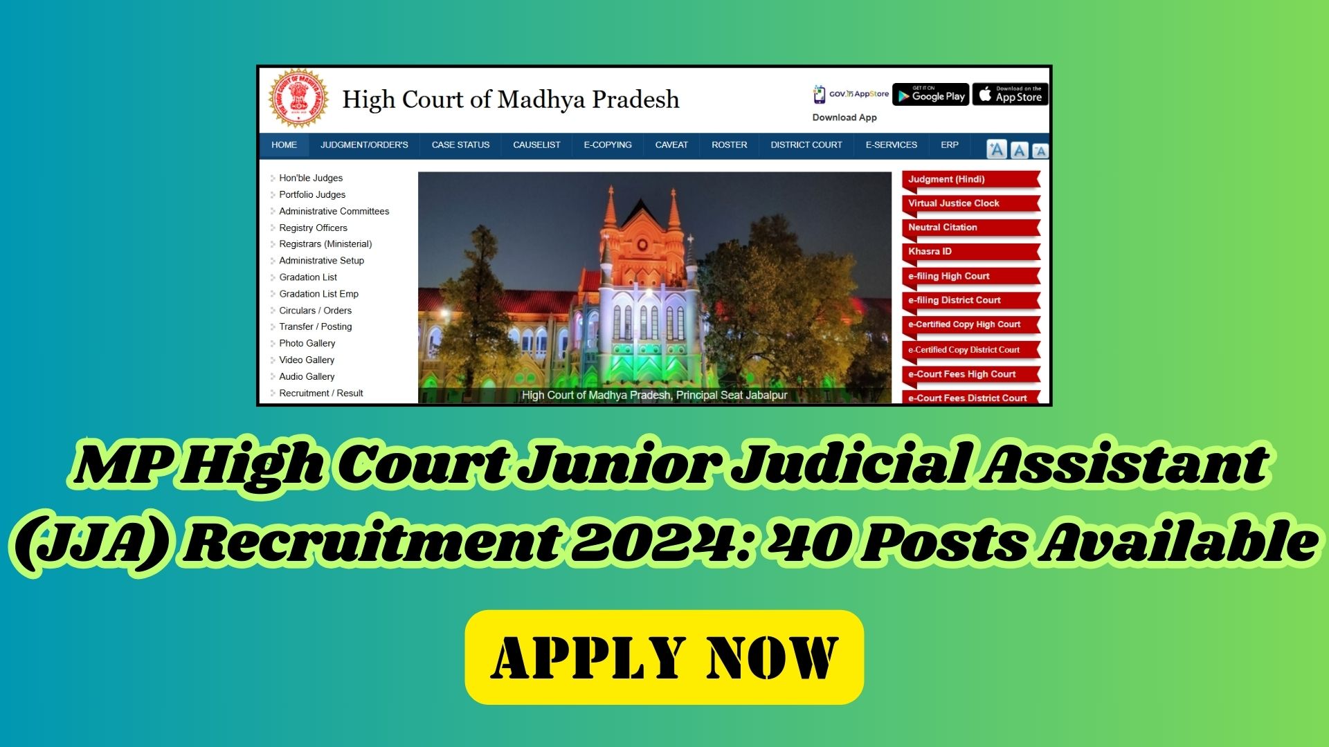 MP High Court Junior Judicial Assistant Recruitment 2024 – Apply Online